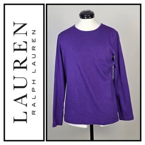 Lauren Ralph Lauren Purple Long Sleeve Top – Embroidered Logo – Classic Fit